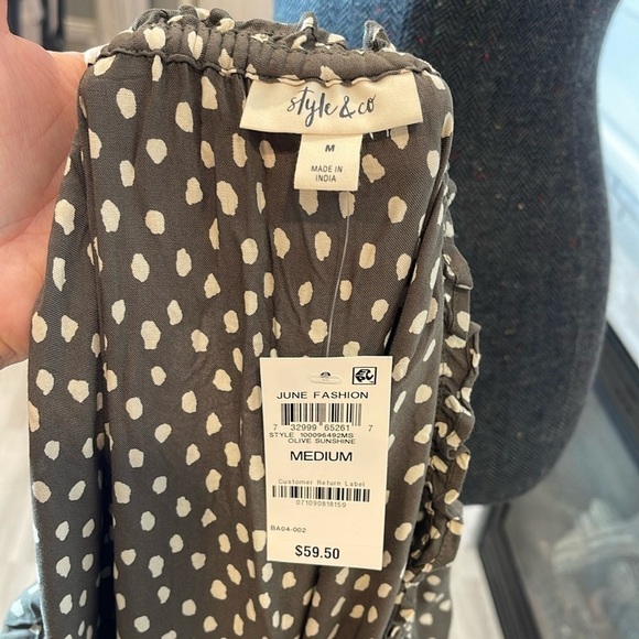 NWT Style & Co Polka Dot Waist Tie Hi Low Dress Size Medium - Picture 2 of 7